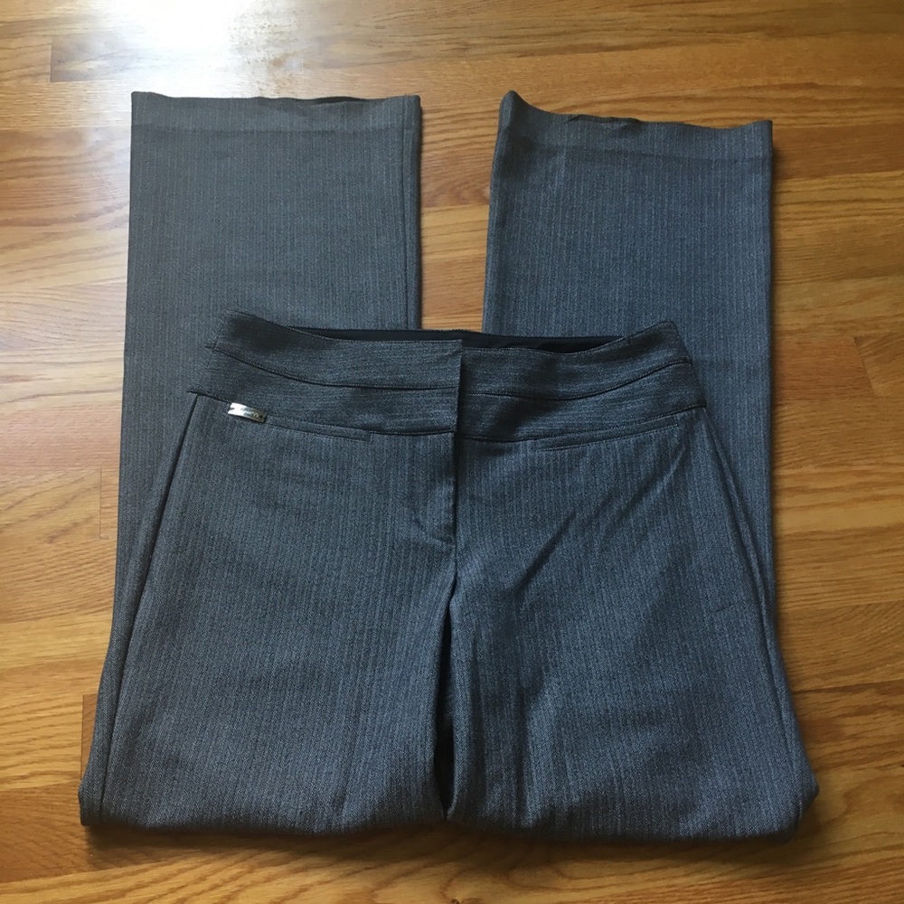 Express Gray Herringbone Bootcut Editor Pants - image 2